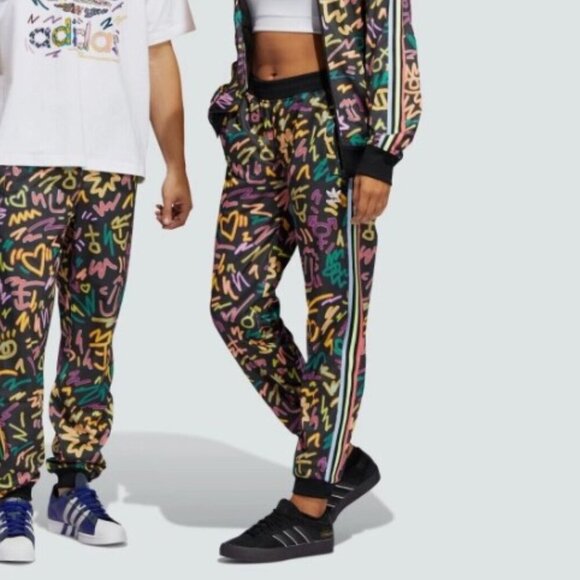 adidas Pants - Adidas x Kris Andrew Small Black "Love Unites" Superstar Track Pants (Size XS)
